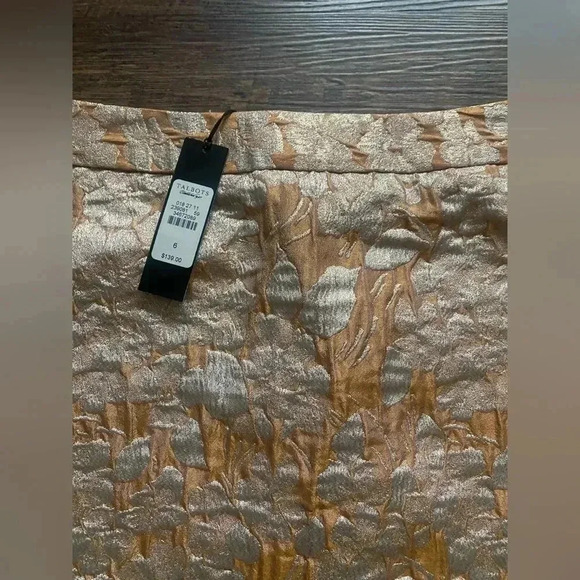 TALBOTS NWT gold peach cream brocade pencil skirt sz 6 holiday cocktail party - Picture 12 of 12